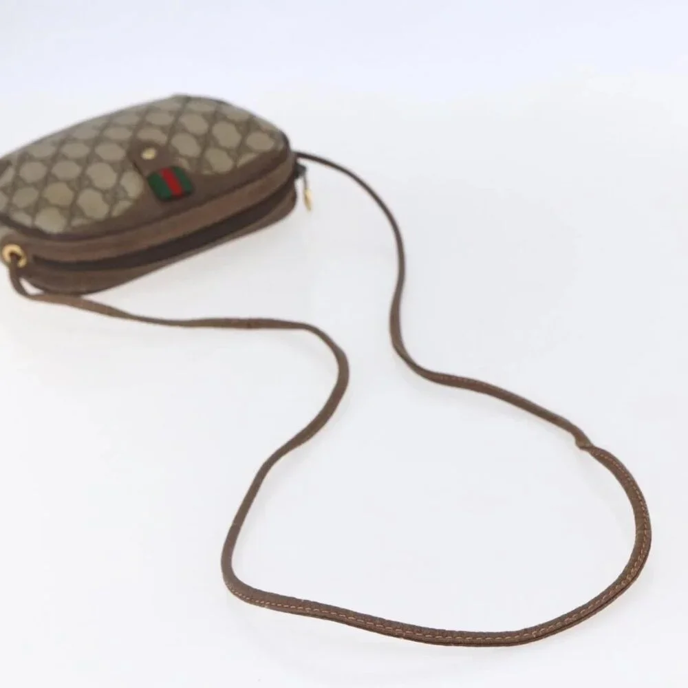 GUCCI GG Supreme Web Sherry Line Bag PVC Beige Gold - Picture 8 of 16